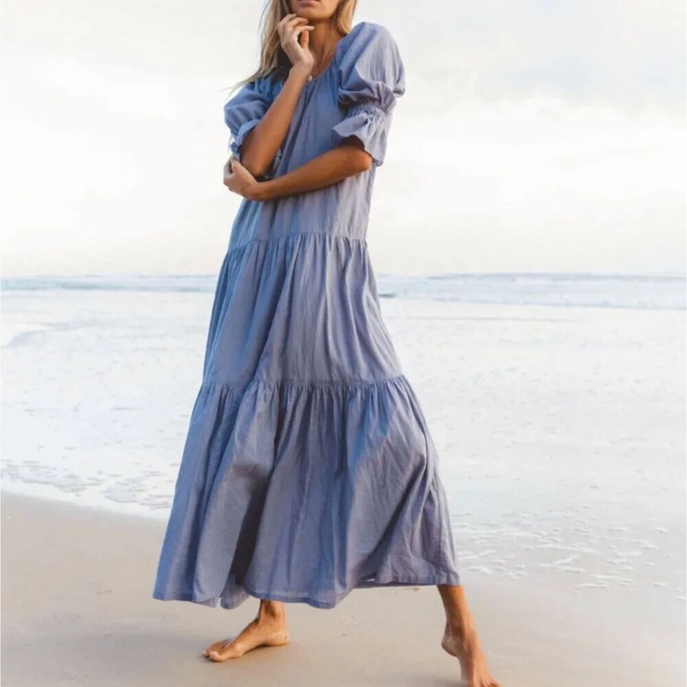 Daughters of India Maxi Dress sahana gown Blue (medium) cottagecore coquette
